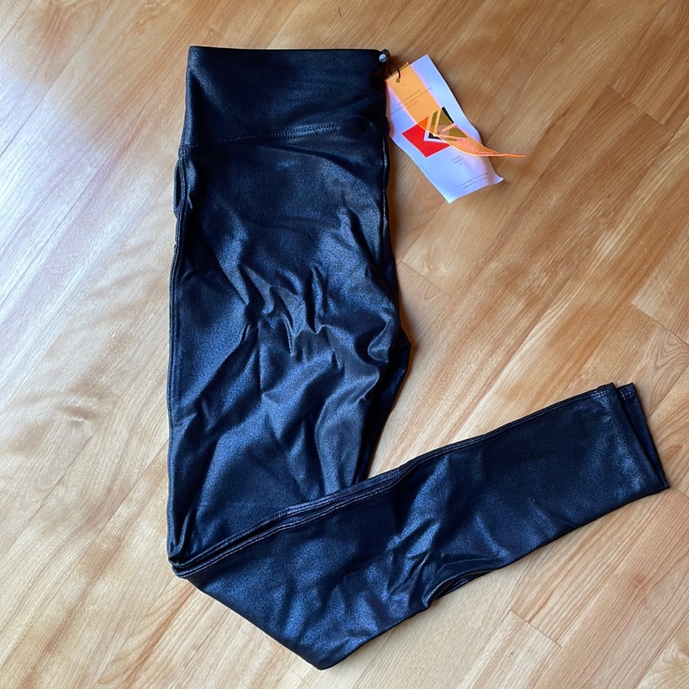 Retro Gong Womens Faux Leather Leggings Stretch High Waisted Pleather Pants- Med